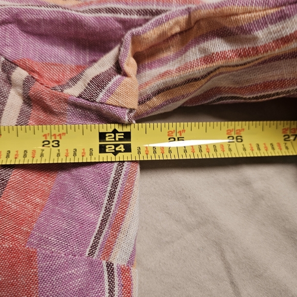 Naturals D&Co. Women's LP Linen Blend Striped Button-Down Multi-Color Top - Picture 6 of 10